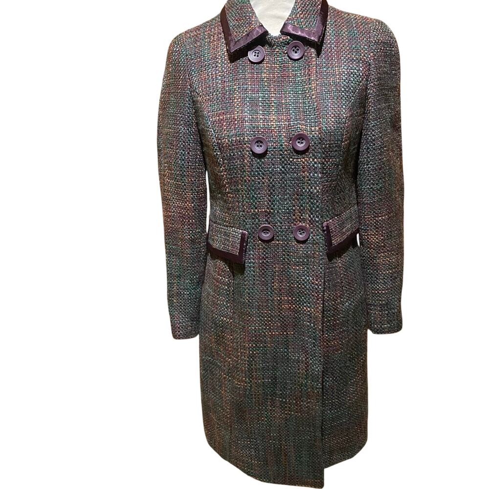 Apostrophe Size 2 Vintage Y2K Women’s knee length dress coat boucle Purple Teal
